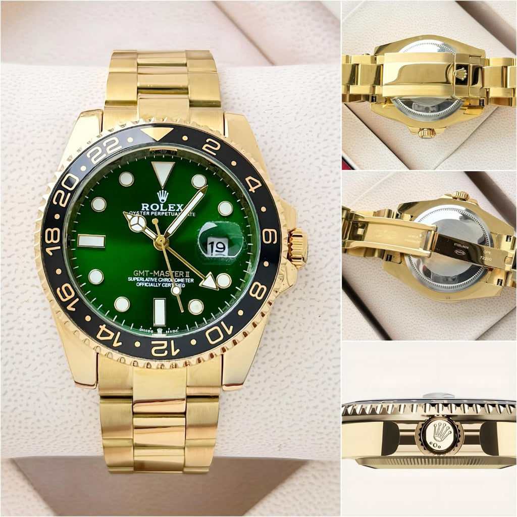 Rolex GMT Master 2 Men's Watch Green Dial Gold Stainless Steel 41mm